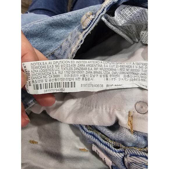 Zara Womens High Waist Denim Short Size 6 Light Denim Distressed - Picture 4 of 5